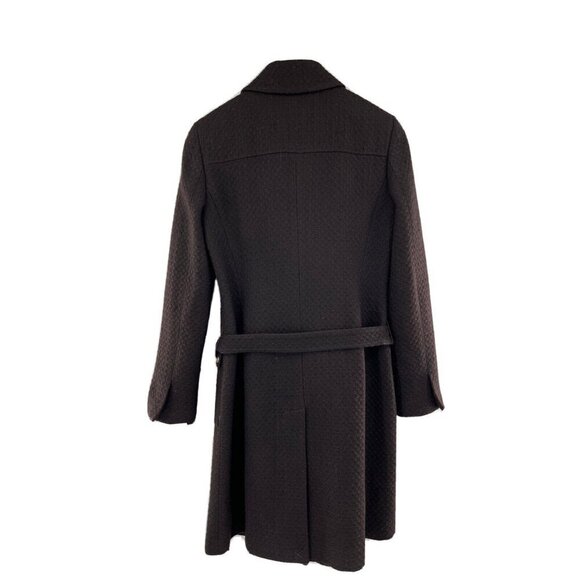 TAHARI Black Wool Blend‎ Belted Midi Jacket Size M - Picture 2 of 10